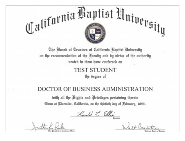 CBU-DBA学位证书样本