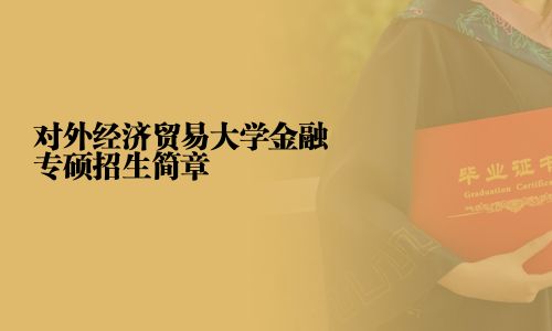 对外经济贸易大学金融专硕招生简章