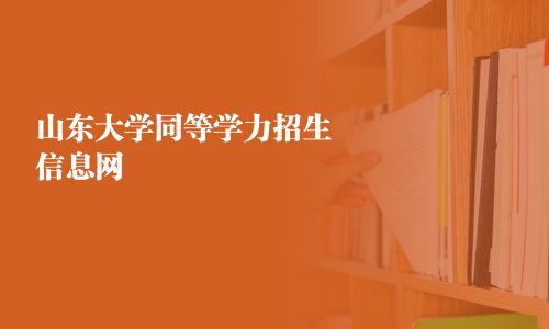 山东大学同等学力招生信息网