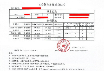 社会保险参保缴费证明