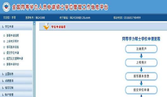 同等学力申硕网上登录页面